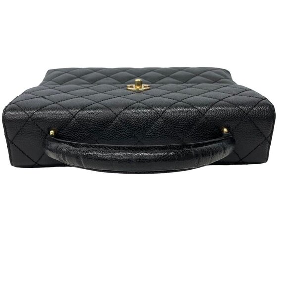 Authentic CHANEL 24K CC Caviar Vintage Kelly Quilted Flap Bag Black Purse Handle - Picture 5 of 15